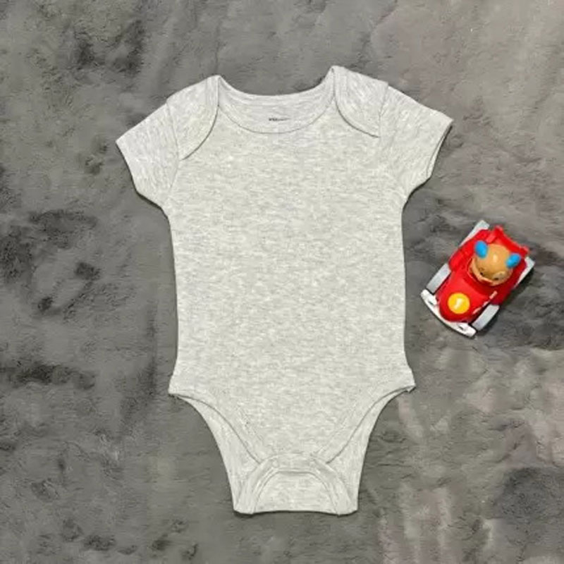 Erkek Bebek Kısa Kollu Çıtçıtlı Gri ve Sarı 2'li Badi 