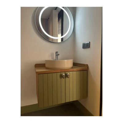 AdnDesing Asma 2 Kapaklı Lavabolu Ahşap-mat Yeşil Mdf 60 Cm Banyo Dolabı-Aynasız